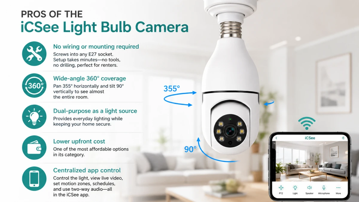 Pros of the iCSee Light Bulb Camera