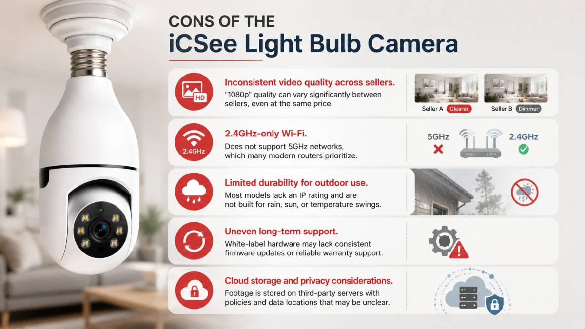 Cons of the iCSee Light Bulb Camera