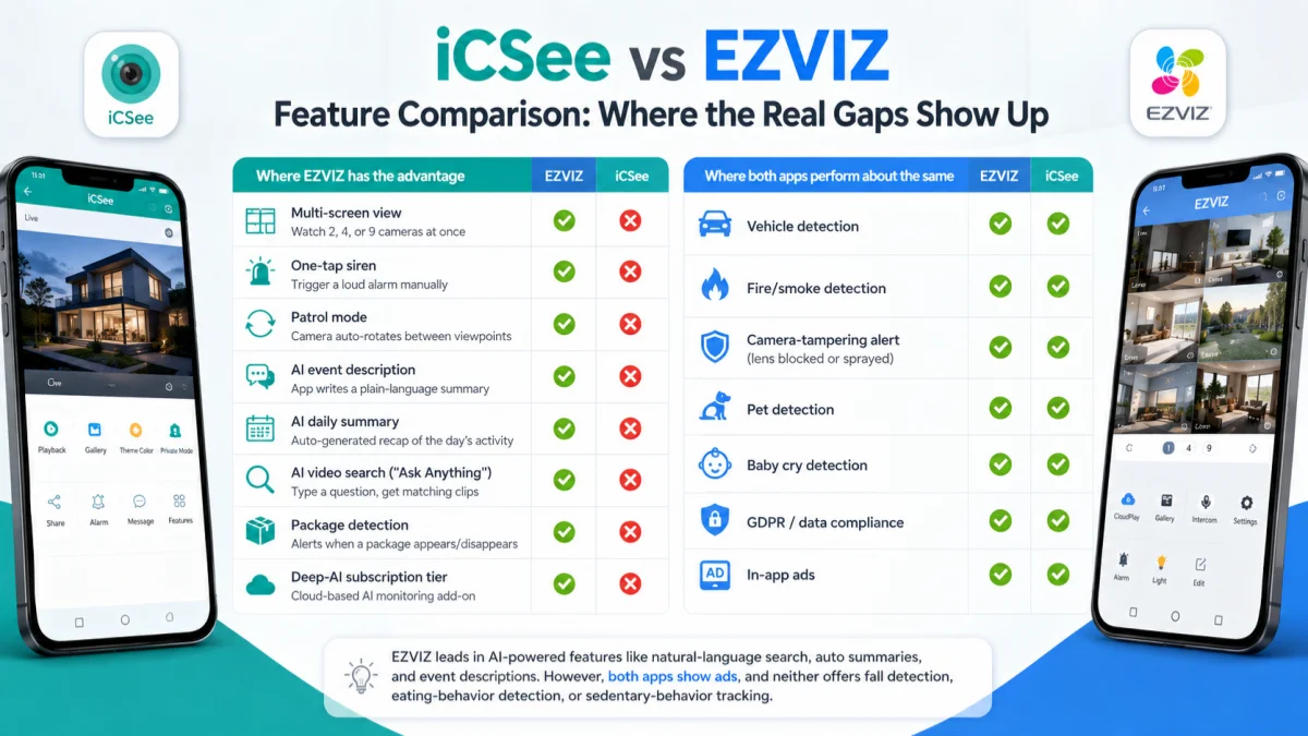 iCSee vs EZVIZ Feature Comparison