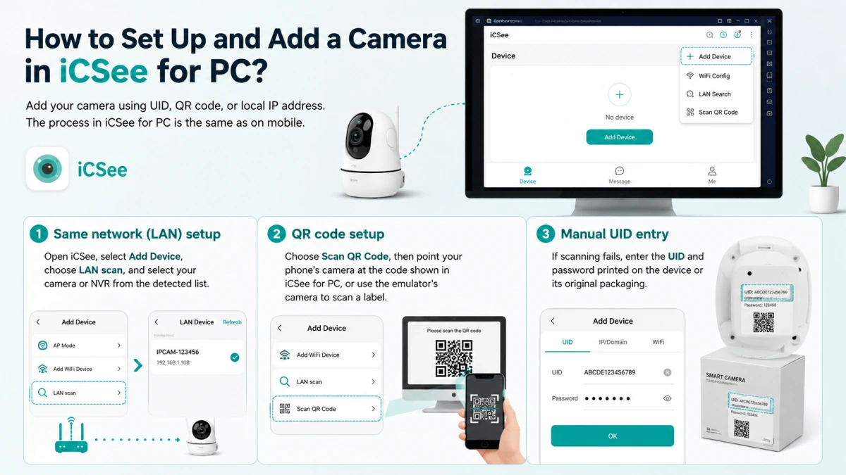 How to Set Up and Add a Camera in iCSee for PC
