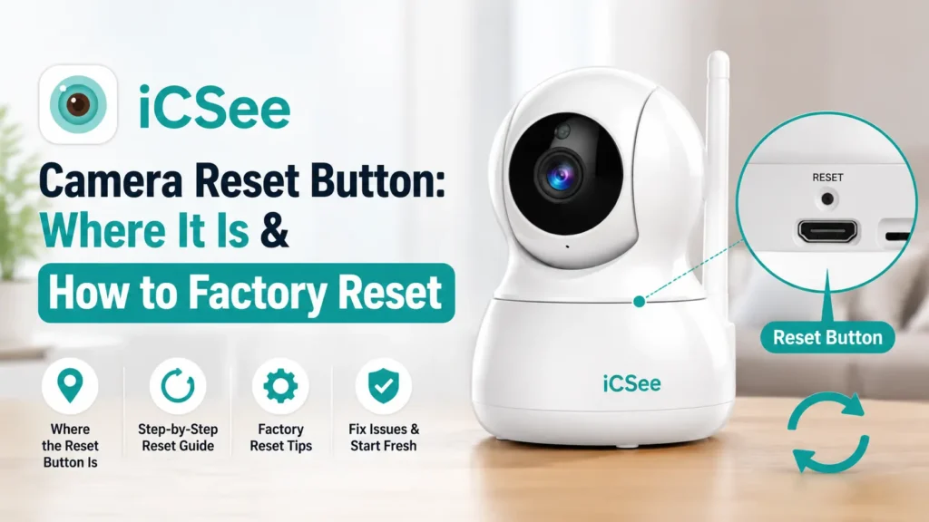 iCSee camera reset button location