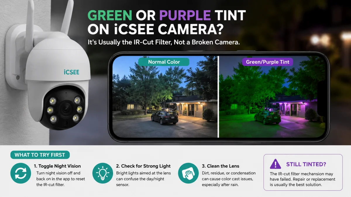 Does a Green or Purple Tint Mean My iCSee Camera Is Broken