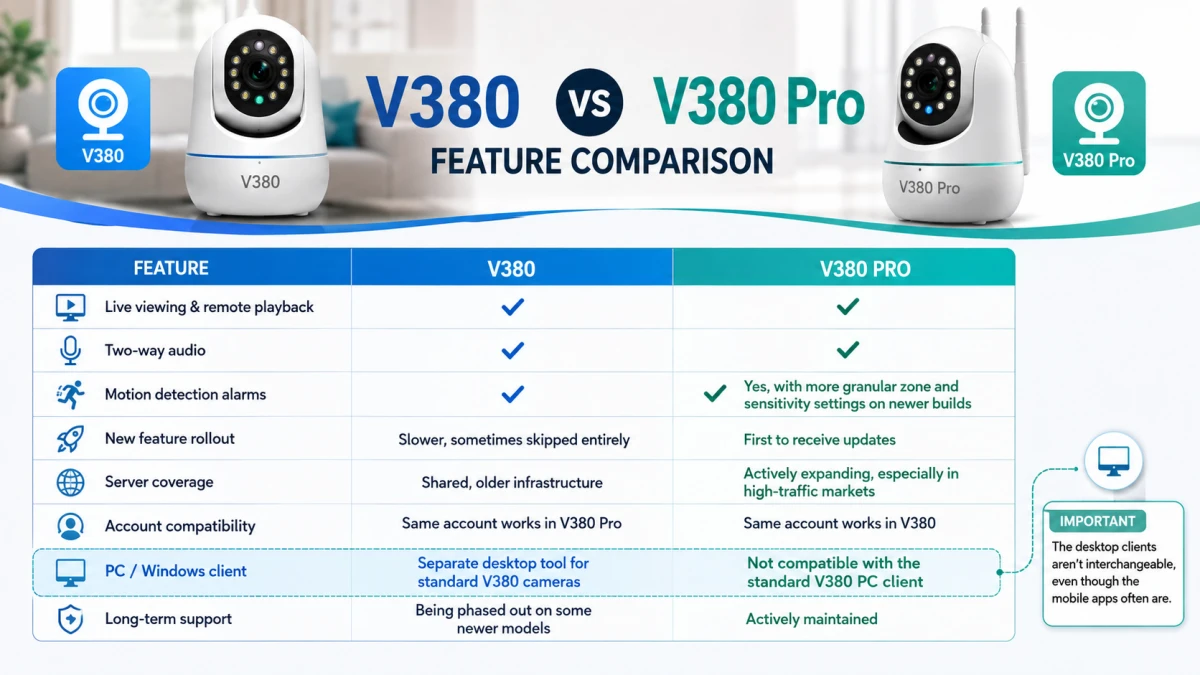 V380 vs V380 Pro Comparison