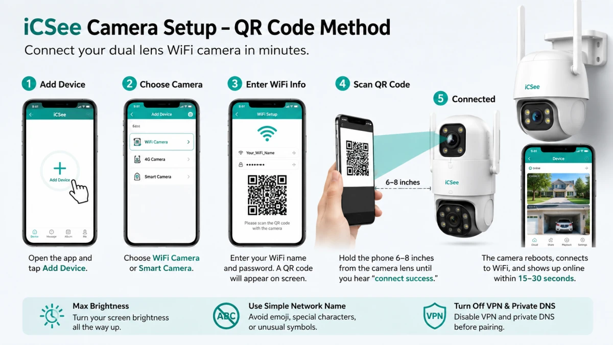 Connect Your iCSee Camera With the QR Code