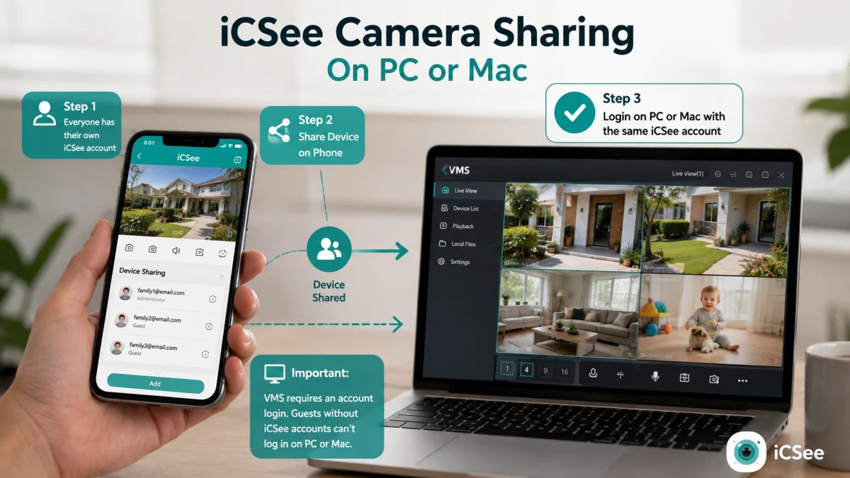 Sharing an iCSee Camera on PC or Mac