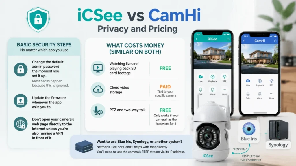 iCSee vs CamHi – Privacy and Pricing