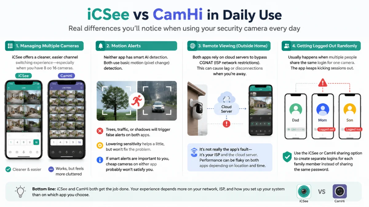 iCSee vs CamHi in Daily Use