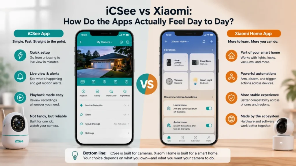 iCSee vs Xiaomi security camera